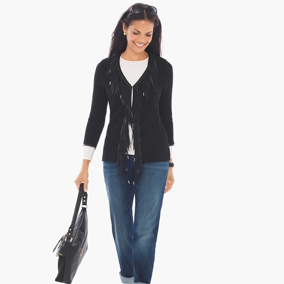 Chico’s Fringed Rose Cardigan SZ 2/12 - Picture 2 of 9